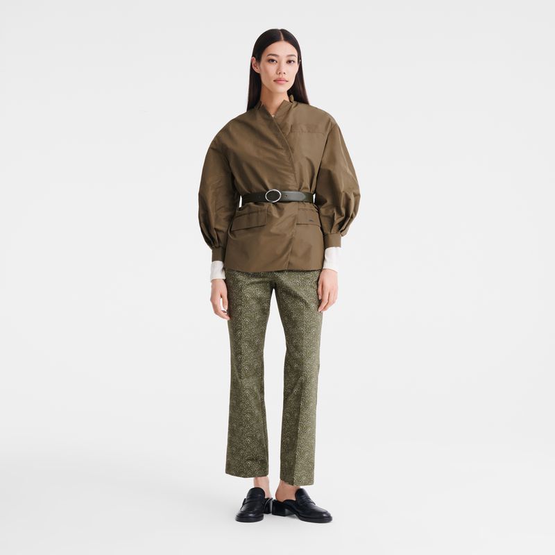 Longchamp Printed Gabardine Hose Damen Grün | Deutschland-197CNOYSQ
