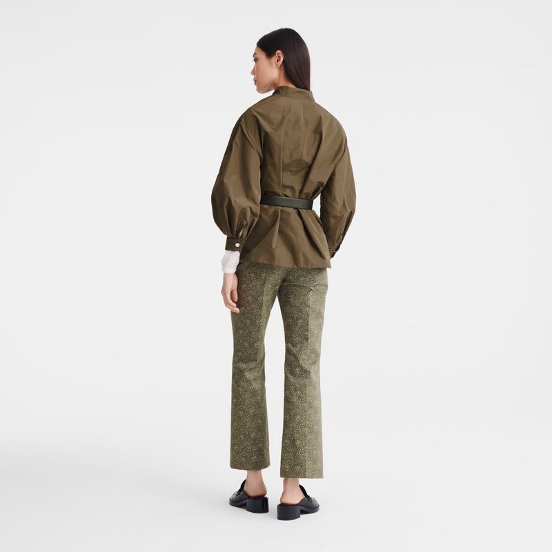 Longchamp Printed Gabardine Hose Damen Grün | Deutschland-197CNOYSQ
