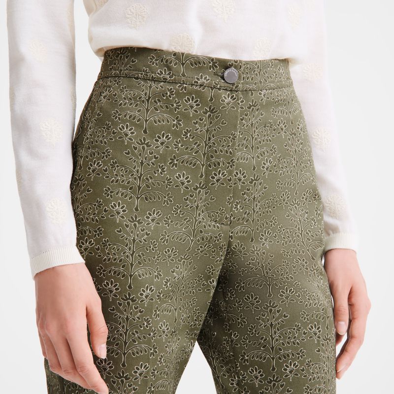 Longchamp Printed Gabardine Hose Damen Grün | Deutschland-197CNOYSQ
