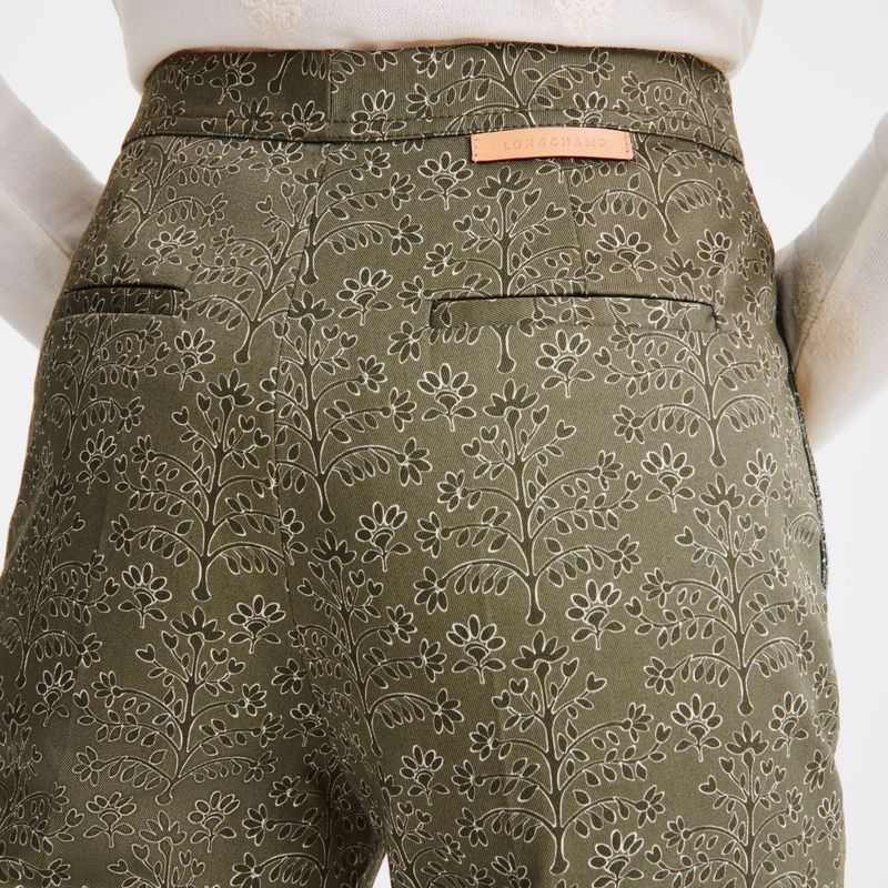 Longchamp Printed Gabardine Hose Damen Grün | Deutschland-197CNOYSQ