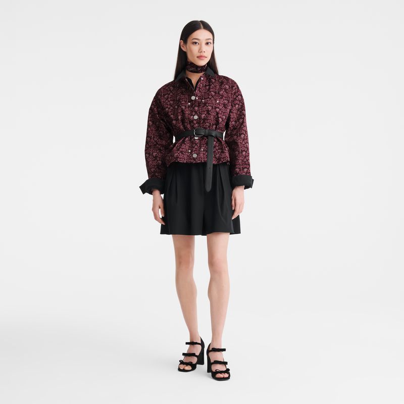 Longchamp Printed Gabardine Jacke Damen Bordeaux | Deutschland-419TFEJXB