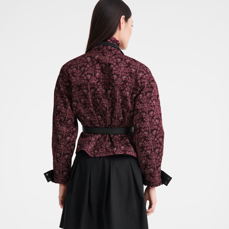 Longchamp Printed Gabardine Jacke Damen Bordeaux | Deutschland-419TFEJXB