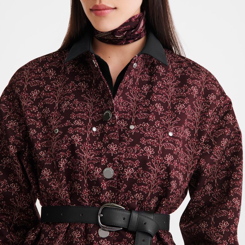 Longchamp Printed Gabardine Jacke Damen Bordeaux | Deutschland-419TFEJXB