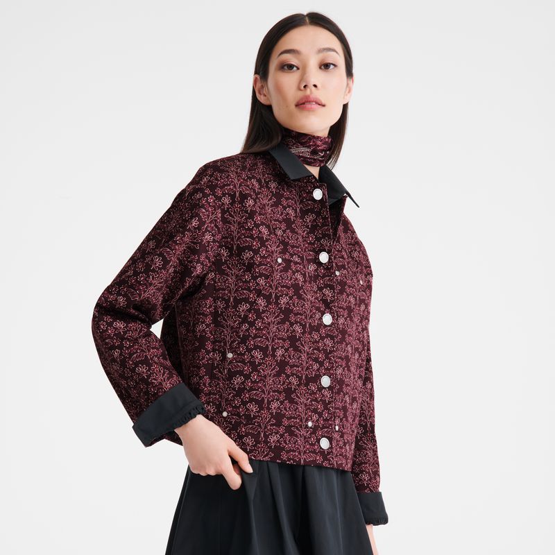 Longchamp Printed Gabardine Jacke Damen Bordeaux | Deutschland-419TFEJXB
