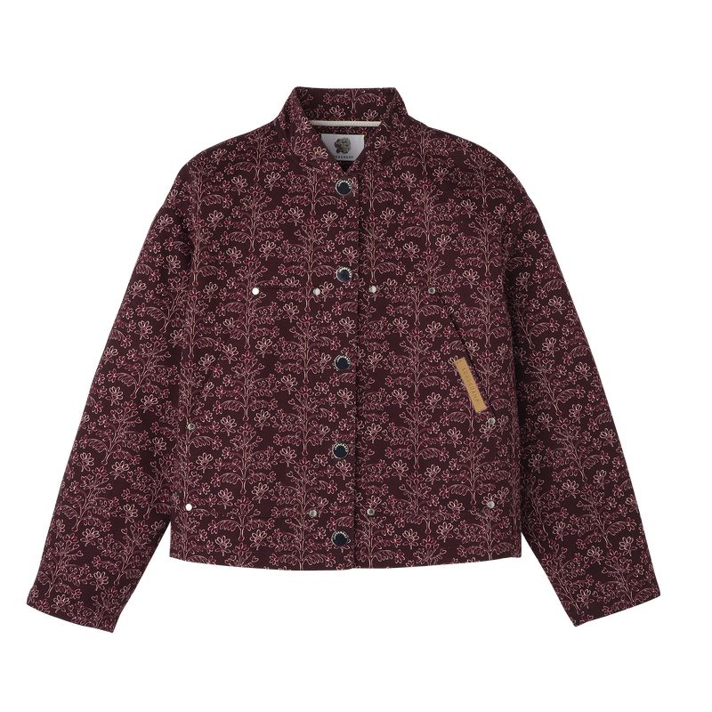 Longchamp Printed Gabardine Jacke Damen Bordeaux | Deutschland-419TFEJXB