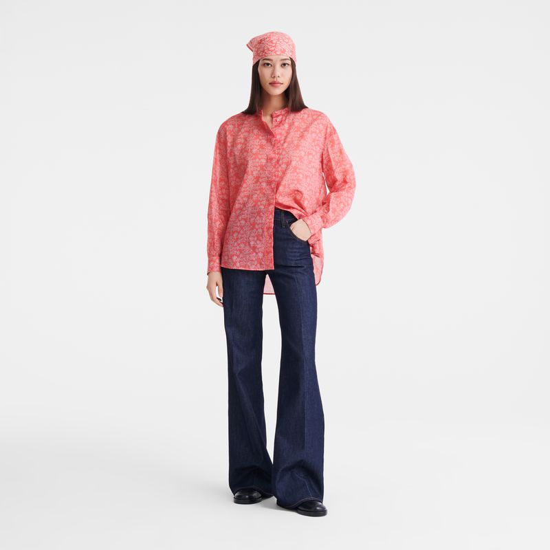 Longchamp Printed Veil Hemd Damen Rosa | Deutschland-589SKLDYU