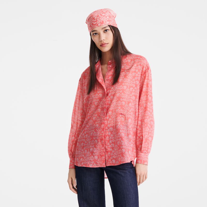 Longchamp Printed Veil Hemd Damen Rosa | Deutschland-589SKLDYU