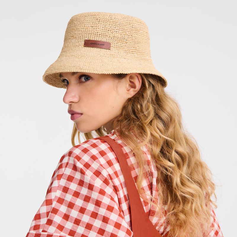 Longchamp Raffia Eimer Hüte Damen Beige | Deutschland-189ZOBUYK