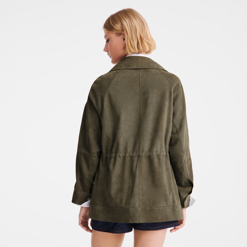 Longchamp Safari Jacke Damen Khaki | Deutschland-748FHBNZA