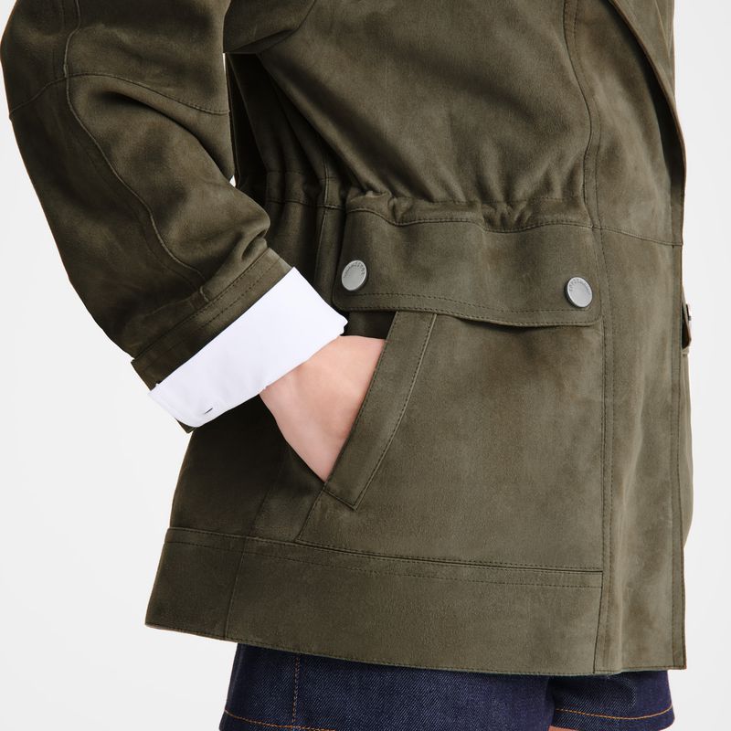 Longchamp Safari Jacke Damen Khaki | Deutschland-748FHBNZA