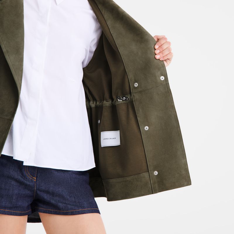 Longchamp Safari Jacke Damen Khaki | Deutschland-748FHBNZA