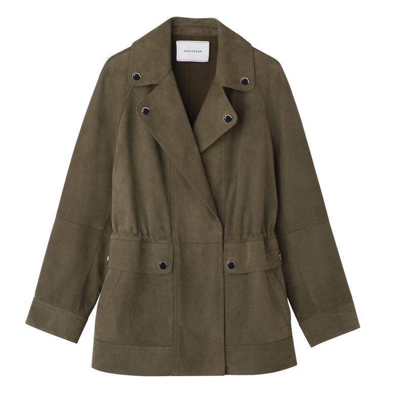 Longchamp Safari Jacke Damen Khaki | Deutschland-748FHBNZA