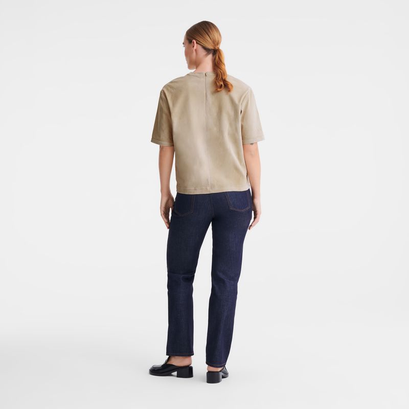 Longchamp Short Leather Oberteil Damen Beige | Deutschland-189PBWXTJ