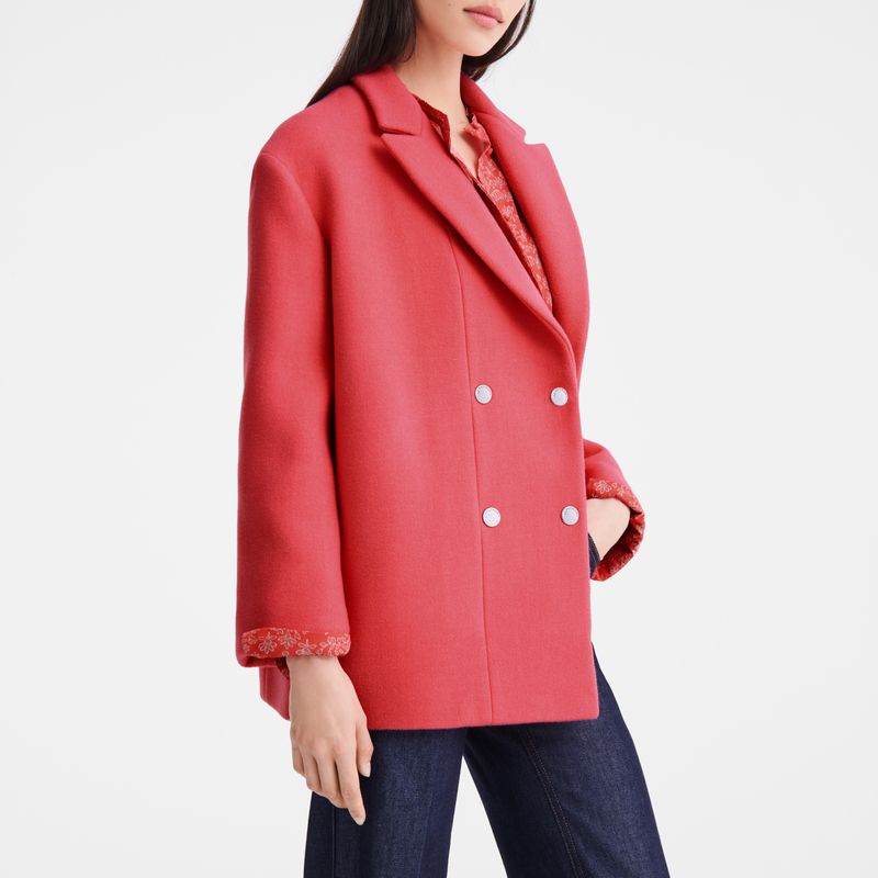 Longchamp Straight Short Mantel Damen Rosa | Deutschland-314WUEVTP