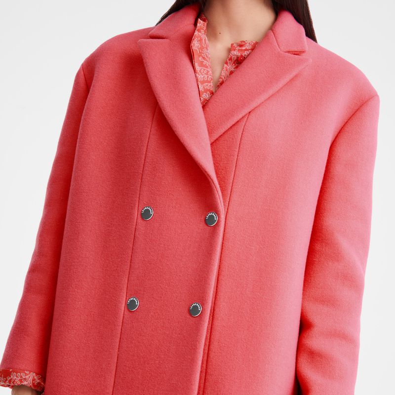 Longchamp Straight Short Mantel Damen Rosa | Deutschland-314WUEVTP