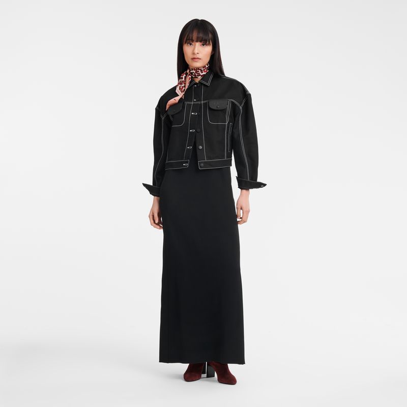Longchamp Topstitching Short Jacke Damen Schwarz | Deutschland-903SANBOM