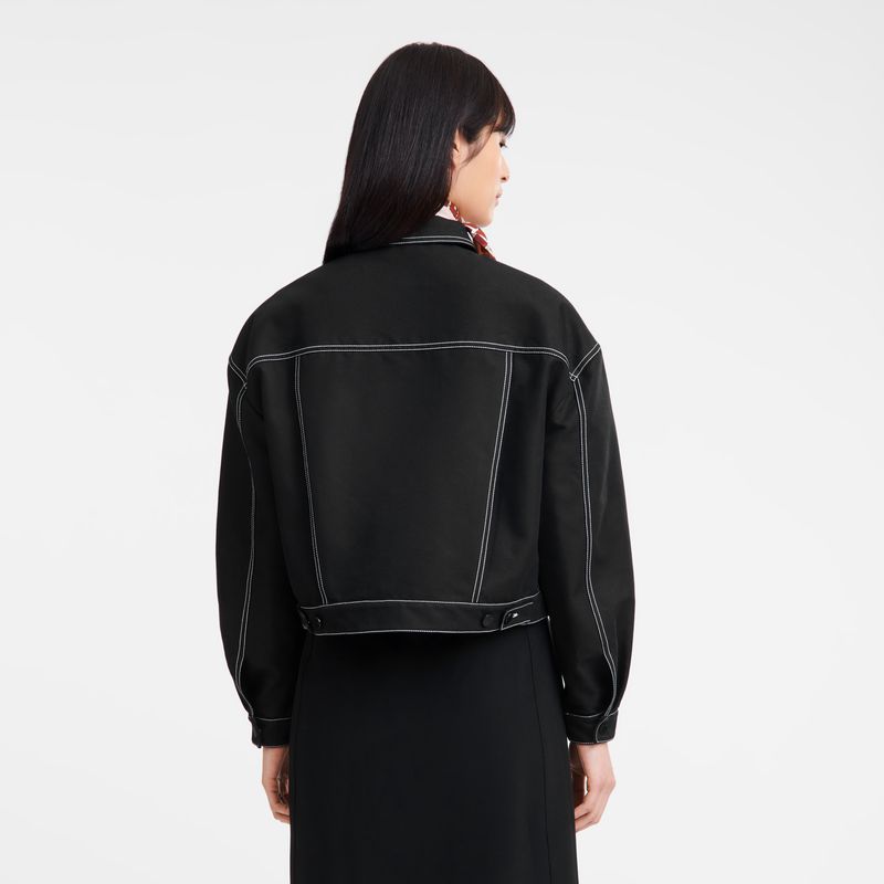 Longchamp Topstitching Short Jacke Damen Schwarz | Deutschland-903SANBOM