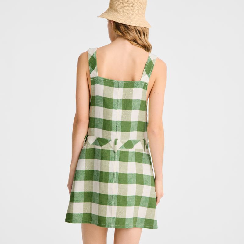 Longchamp Vichy Jacquard Kleid Damen Grün | Deutschland-213CZITAW