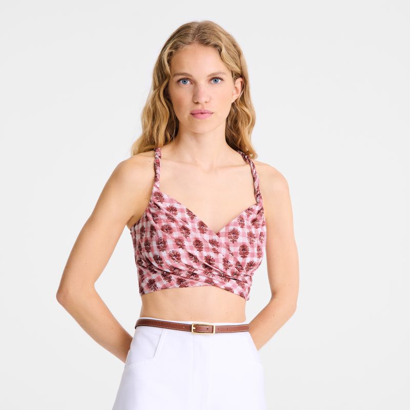 Longchamp Vichy Print Veil Oberteil Damen Rosa | Deutschland-527SDJEHK