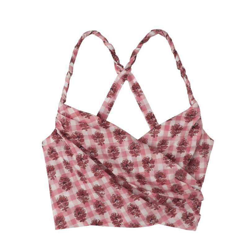 Longchamp Vichy Print Veil Oberteil Damen Rosa | Deutschland-527SDJEHK