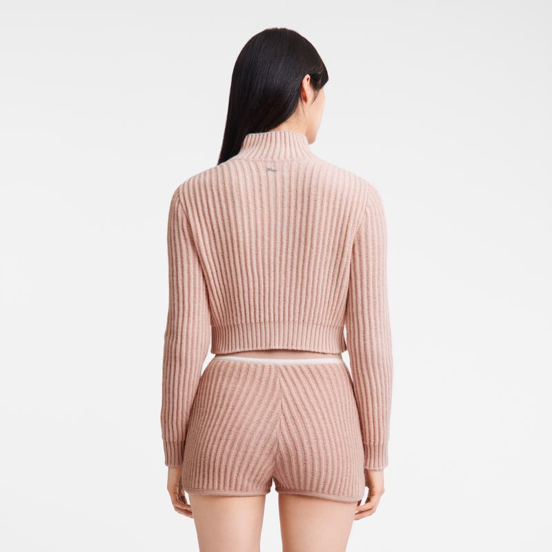Longchamp Zip Collar Short Strickjacke Damen Beige | Deutschland-126SGZYKP
