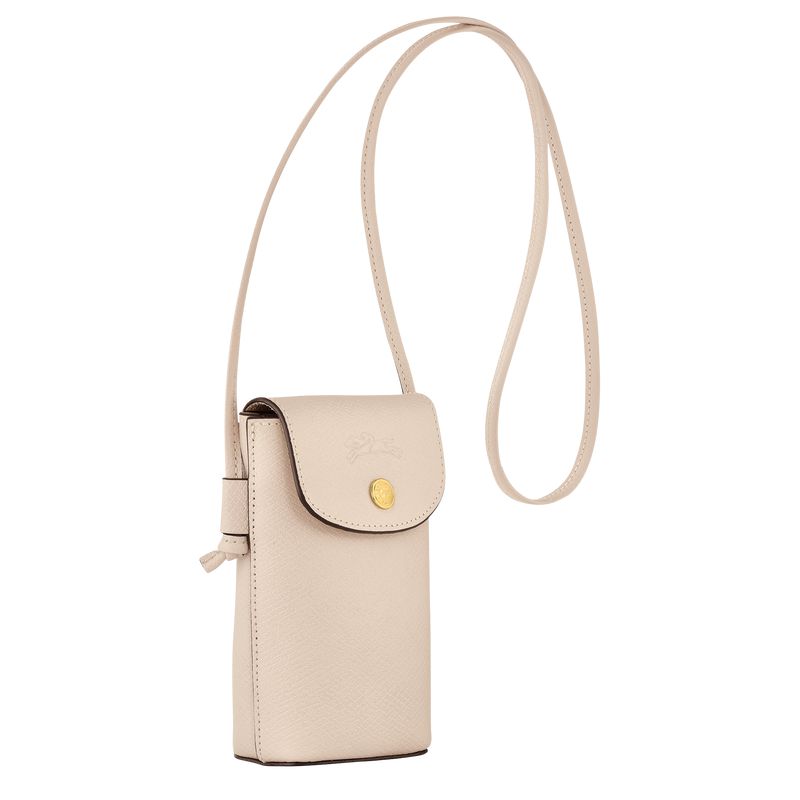 Longchamp Épure With Leather Lace Handyhülle Damen Beige | Deutschland-875BCKSJM